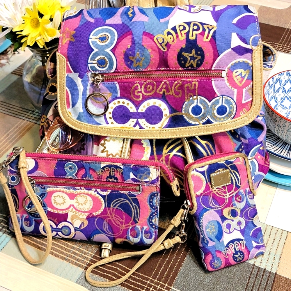 Final Price Drop! Coach Poppy Pop Limited Edition Backpack Set